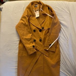 Missguided Camel Long Coat Recently Dry Cleaned